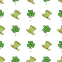 Saint Patrick Day naadloze patroon - klaverbladeren en groene bolhoed vector