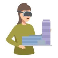 vrouw vervelend vr koptelefoon Holding 3d grafieken vector