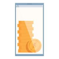 beeld weergeven stack van munten binnen een smartphone, symboliseert mobiel financiën vector