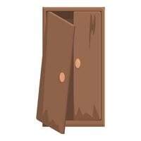 grafisch van een bruin houten tekenfilm garderobe met Open deuren vector