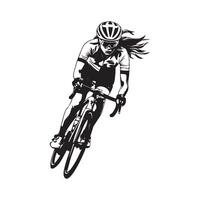 vrouw fietser ras afbeeldingen ontwerp logo geïsoleerd Aan wit vector
