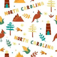 VS collectie. vectorillustratie van Noord-Carolina thema. staat symbolen vector