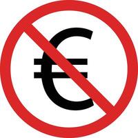 Nee euro teken . euro niet beschikbaar icoon . euro valuta verbod teken . illustratie vector