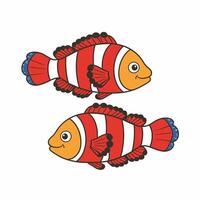 schattig tekenfilm clown vis. vlak illustratie wit achtergrond vector
