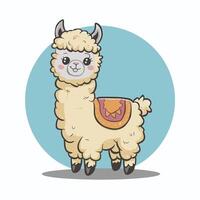 alpaca dier aan het liegen illustratie Aan een wit achtergrond vector