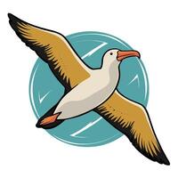 tekenfilm schattig vogel albatros kleurrijk vlak illustratie wit achtergrond vector
