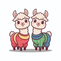 alpaca dier aan het liegen illustratie Aan een wit achtergrond vector