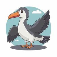 tekenfilm schattig vogel albatros kleurrijk vlak illustratie wit achtergrond vector