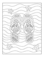 zomer kleur boek voor kinderen en volwassenen, paar- van schoenen met bloemen ontwerp, hand- getrokken schets illustratie voor kleur boek vector