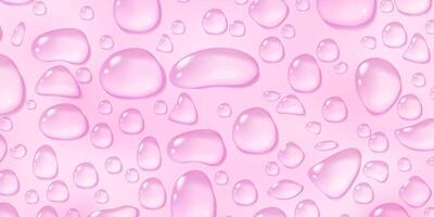 roze waterdruppel achtergrond. condensaat serum of essence druppels. kunstmatig advertentie spandoek. voorraad illustratie in realistisch stijl. vector