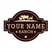 de Texas boerderij logo met een koe, schapen en hert silhouet vector