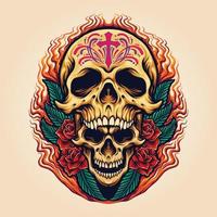 suiker schedel dia de los muertos mexicantattoo illustraties vector