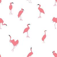 kleurrijke roze flamingo geïsoleerd op een witte achtergrond. naadloos patroon. vector illustratie