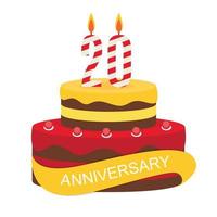 sjabloon 20 jaar verjaardag gefeliciteerd, wenskaart met taart, uitnodiging vectorillustratie