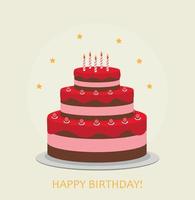 gelukkige verjaardag poster achtergrond met taart. vector illustratie