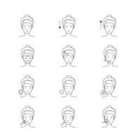 vrouw pictogramserie. huidverzorging en huidverjonging. symbolen. vectorillustratie. vector