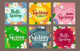 sjabloon voor sociale media met lentebloemen