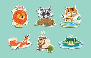 pakket met dierenstickers vector