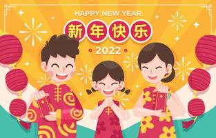 schattig familie chinees nieuwjaar vector