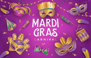 mardi gras carnaval achtergrond vector ontwerp illustratie