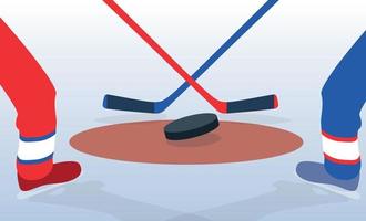 ijshockeyspeler met stok en puck. vectorillustratie. vector