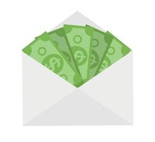 Amerikaanse dollar stapel papier bankbiljetten in envelop pictogram teken zakelijke financiën geld concept vectorillustratie vector