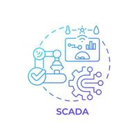 scada blauw helling concept icoon. toezichthoudend controle, gegevens acquisitie. slim fabriek, werkwijze prestatie. ronde vorm lijn illustratie. abstract idee. grafisch ontwerp. gemakkelijk naar gebruik in infographic vector