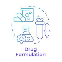 drug formulering blauw helling concept icoon. kwaliteit beheer, chemisch verbindingen. ronde vorm lijn illustratie. abstract idee. grafisch ontwerp. gemakkelijk naar gebruik in infografisch, artikel vector