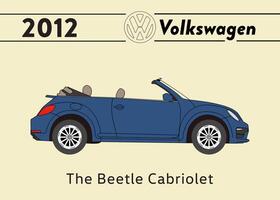 2012 vw de kever cabriolet auto poster kunst vector