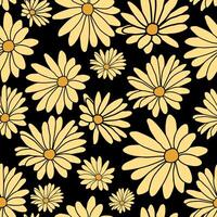 zwart geel bloem bloemen textiel patroon vector