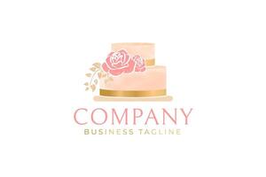 pastel en goud taart logo ontwerp vector