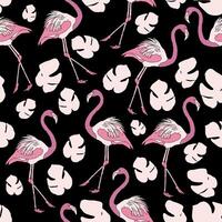roze zwart flamingo naadloos patroon ontwerp vector