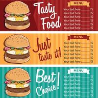 gekleurde hand- tekening hamburger banier of poster vector