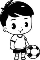 jongen spelen voetbal tekenfilm illustratie. schattig jongen spelen Amerikaans voetbal. vector