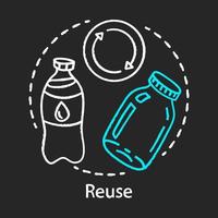nul afvalproducten, recycling en hergebruik van items krijt concept icoon. recyclebare, herbruikbare goederen. milieuvriendelijke levensstijl, idee voor afvalbeheer. vector geïsoleerde schoolbordillustratie
