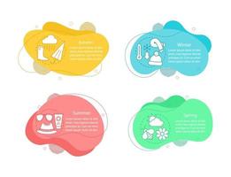 vier seizoenen concept illustraties. winter, herfst, lente, zomer infographic sjabloon. seizoensgebonden weer. vloeiende elementen met tekst, lineaire pictogrammen. golvende bubbels stappen. presentatie, banner cliparts vector