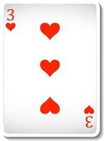 drie van harten speelkaart geïsoleerd vector