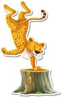 cheetah dansende stripfiguur op witte achtergrond vector