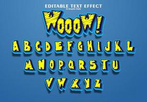 wow teksteffect bewerkbaar in grafische stijl teksteffect krabbel geel en blauw vector