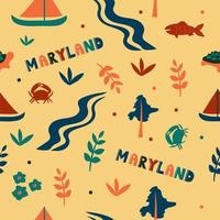 VS collectie. vectorillustratie van Maryland thema. staat symbolen vector