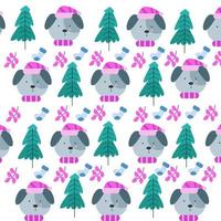 moderne kerst schattig patroon hond vector