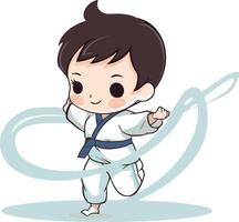 taekwondo jongen met karate riem. vector