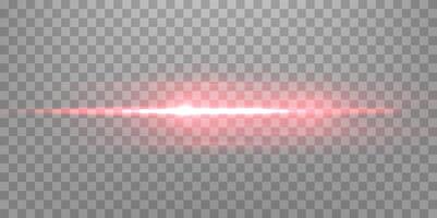 rood horizontaal Lens flare. licht flash met stralen of spotlight en bokeh. rood gloed gloed licht effect. vector