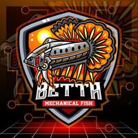 betta vis mecha robot mascotte. esport logo ontwerp vector