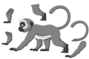 schattig vervet aap tekenfilm wandelen vector