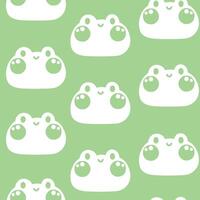 naadloos patroon van schattig kikker glimlach gezicht Aan groen achtergrond.reptiel dier karakter tekenfilm ontwerp.afbeelding voor kaart, poster, schat kleding, afdrukken scherm.kawaii.illustratie. vector