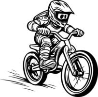 illustratie van een motorcross rijder Aan een weg fiets. vector