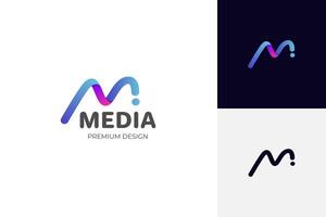 brief m media digitaal logo icoon ontwerp. beweging grafisch logo sjabloon vector