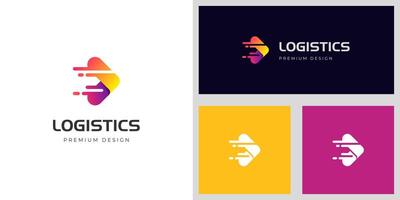 levering uitdrukken logistiek logo icoon ontwerp met abstract pijl Rechtsaf schip grafisch symbool vector