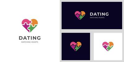 dating liefde logo icoon ontwerp met puzzel spel ontwerp concept voor bruiloft logo vector